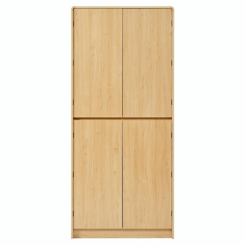 72" Tall Farmhouse Kitchen Pantry Cabinet, 8 Door Shelves, Curved Design Storage Cabinet with 3 Adjustable Shelves