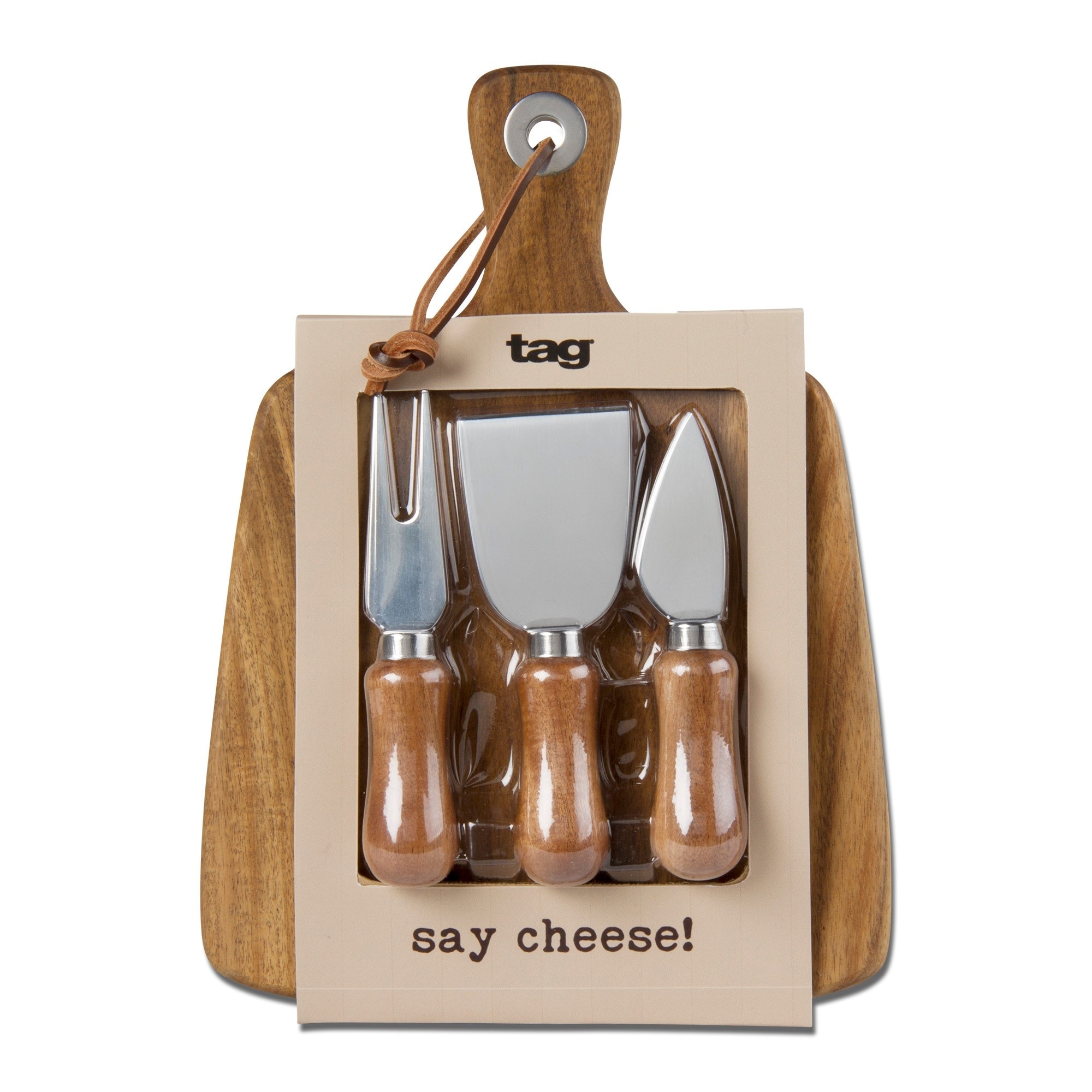 Paddle Board & Cheese Utensil Set - Natural Cutting Boards & Serving Utensils, Hand Wash Only, 10.25" H x 7.14" L