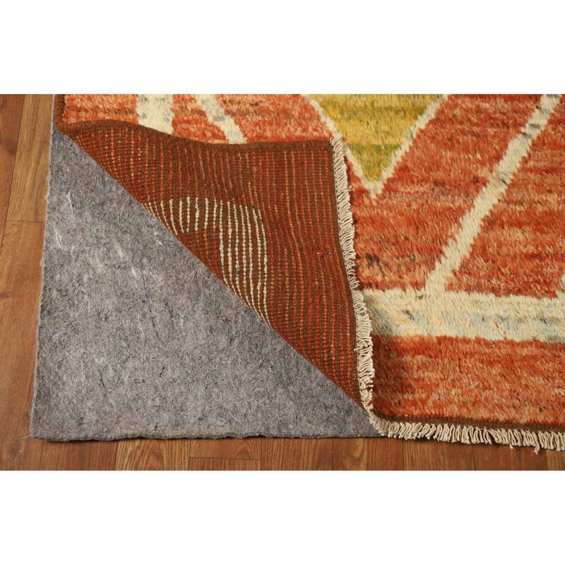 Orange Moroccan Oriental Area Rug Handmade Bedroom Wool Carpet - 6'8" x 9'11"
