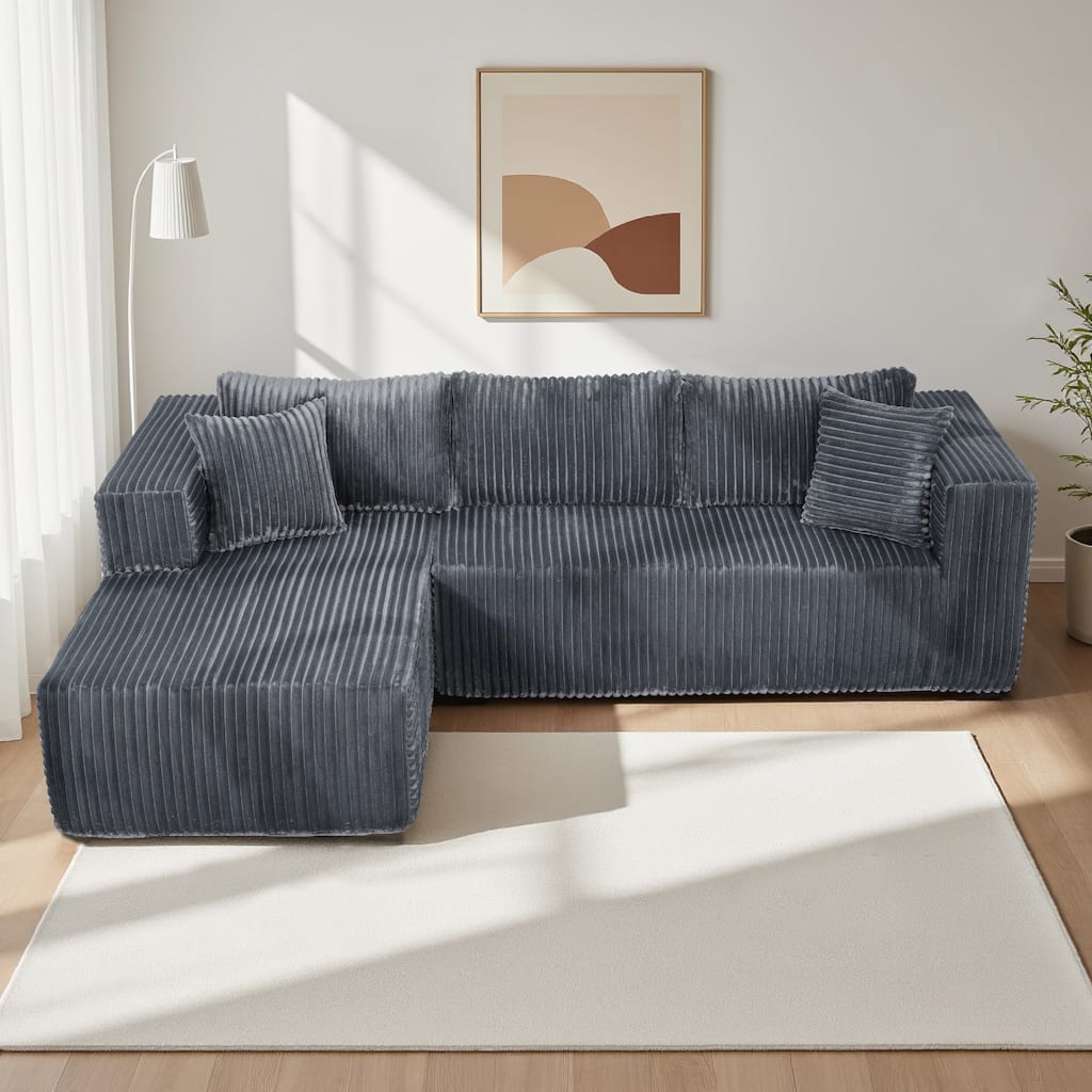 105.11" Chenille L-Shaped Sectional Sofa (Right Chaise)
