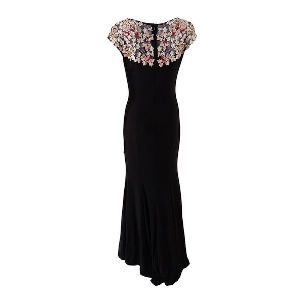 xscape petite embroidered illusion gown