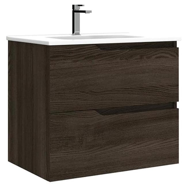 WS Bath Collections Menta C70 Menta 28" Wall Mounted Single Basin - Wenge - Wood Finish