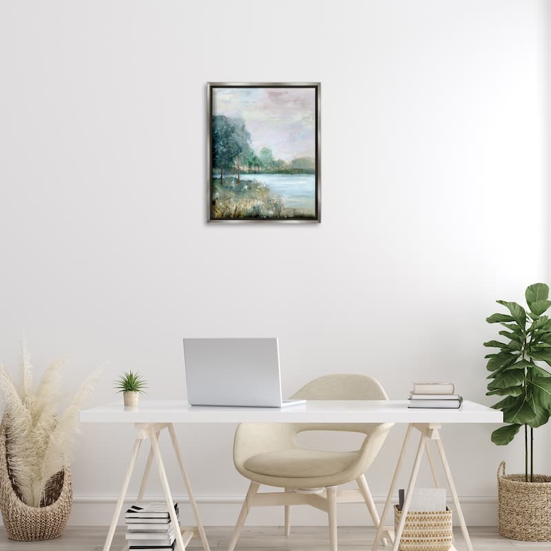 Stupell Serene Riverside View Framed Floater Canvas Wall Art Design By Sally Swatland