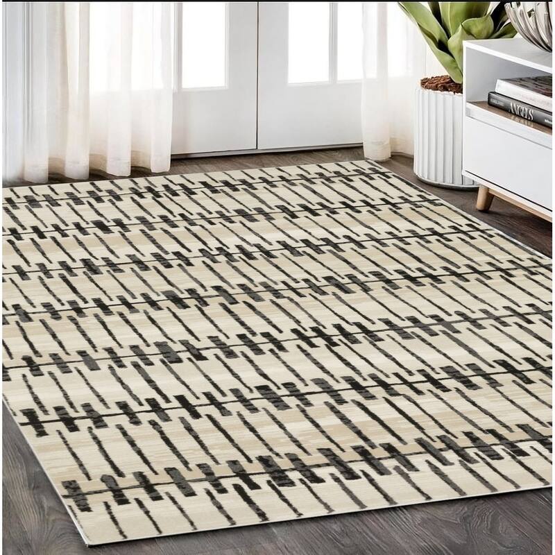 HomeRootsGeometric Modern Rectangle Area Rug - 90.55' X '62.99' X '0.39