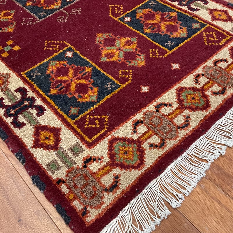 HERAT ORIENTAL Handmade Kazak Wool Rug - 2'2" x 3'11"