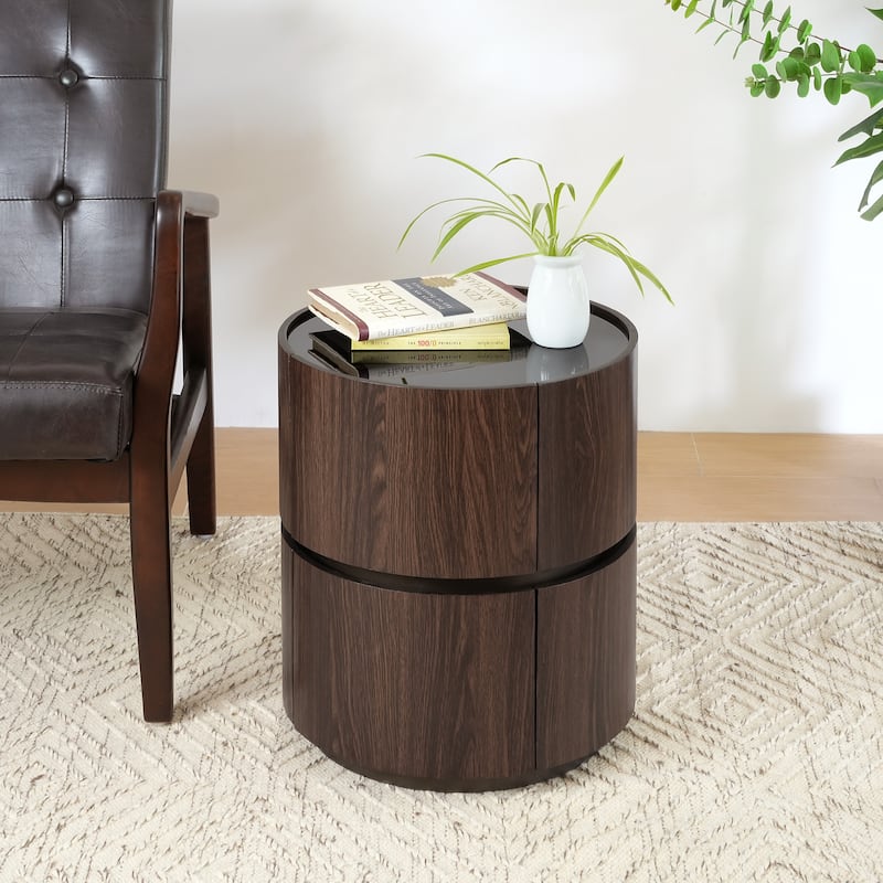 Christopher Knight Home - MDF Italian High-Grade Double-Layer Storage Oval Side Table,