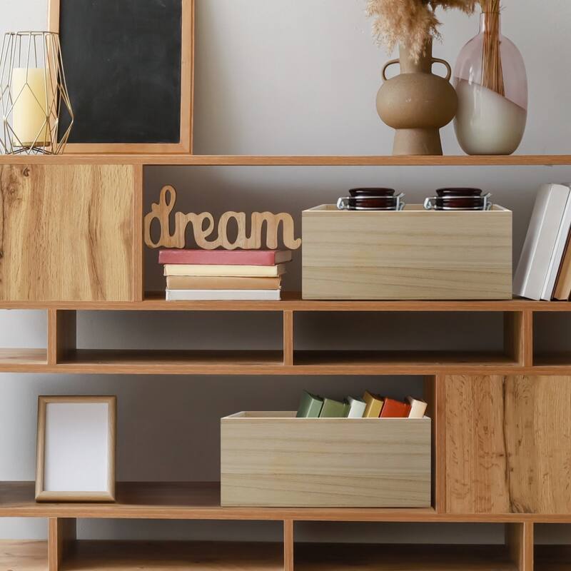 Unfinished wood crates, Organizer bins, Wooden box, Cabinet containers