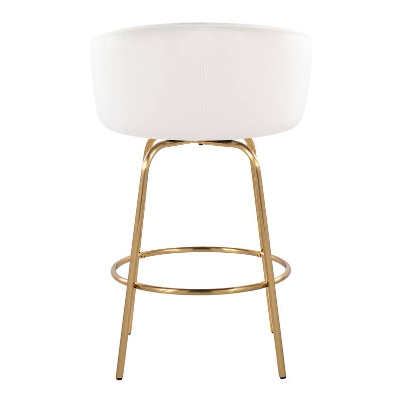 Silver Orchid Battista 26" Fixed-Height Gold Counter Stool with Round Gold Footrest (Set of 2)
