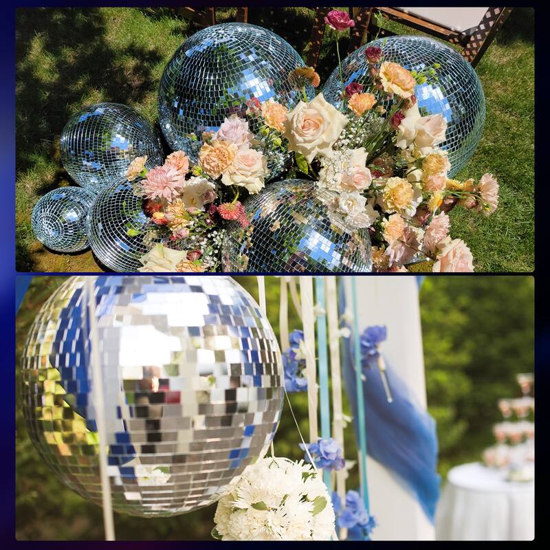 Mirror Ball, 8 Inch Reflective Balls with Hanging Ring for DJ Stage - 8 Inch