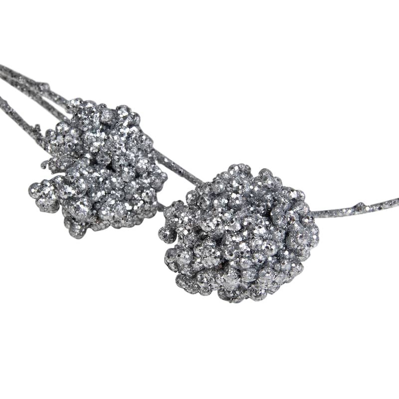 32" Silver Sequin Artificial Allium Christmas Spray