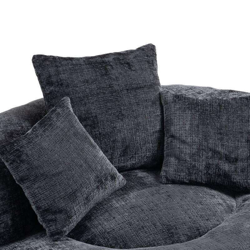 Chenille Lazy Sofa with Pillows