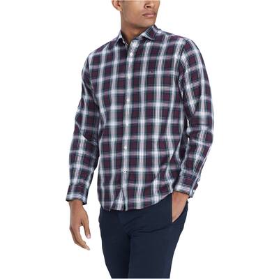 Tommy Hilfiger Mens Classic Plaid Button Up Shirt, Multicoloured, Small