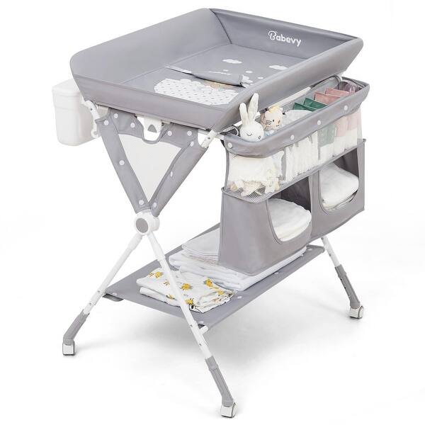 slide 2 of 8, Adjustable Height Foldable Changing Table for Infant