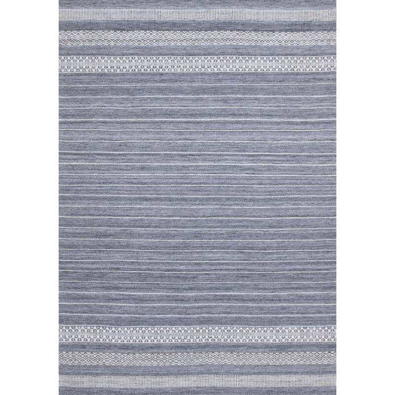 Grey Cream Recycled Striped Area Rug