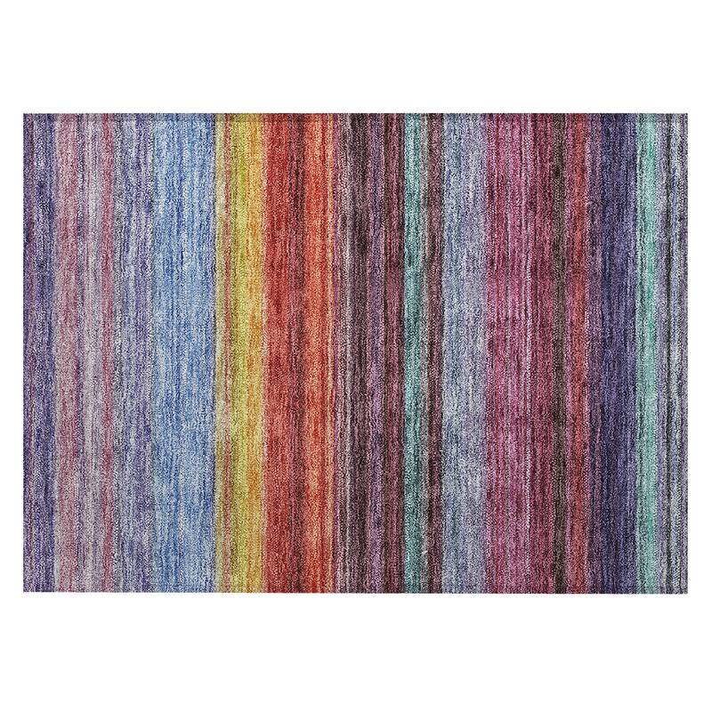 Machine Washable Indoor/ Outdoor Ombre Stripes Chantille Rug