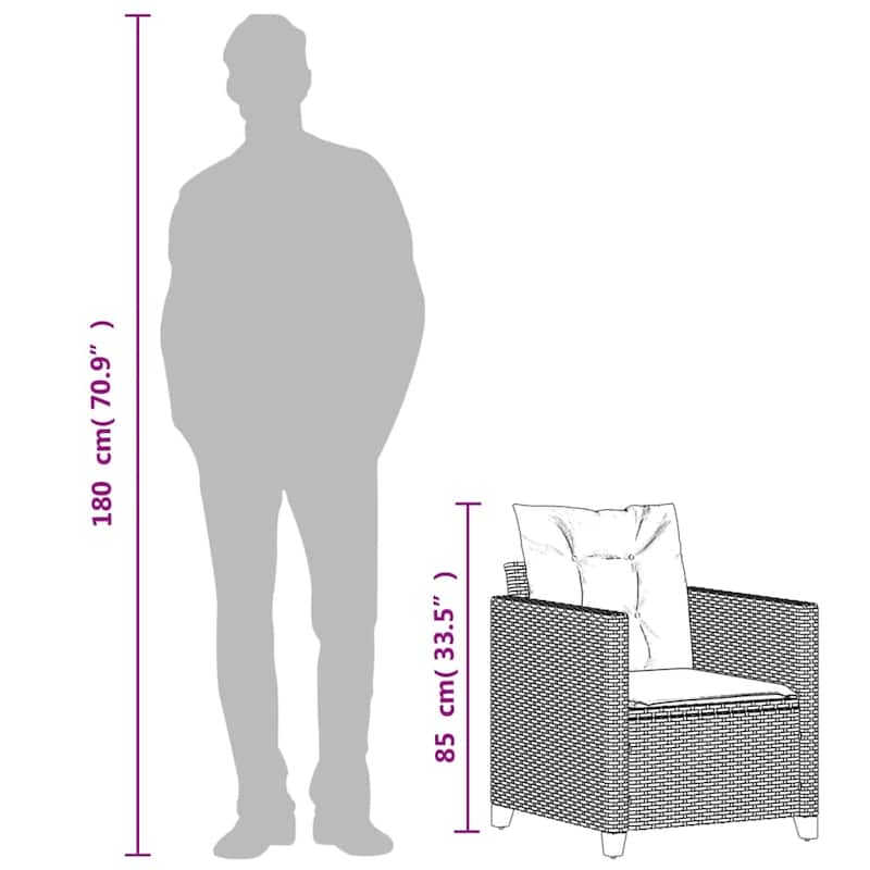vidaXL Garden Chair Grey PE rattan