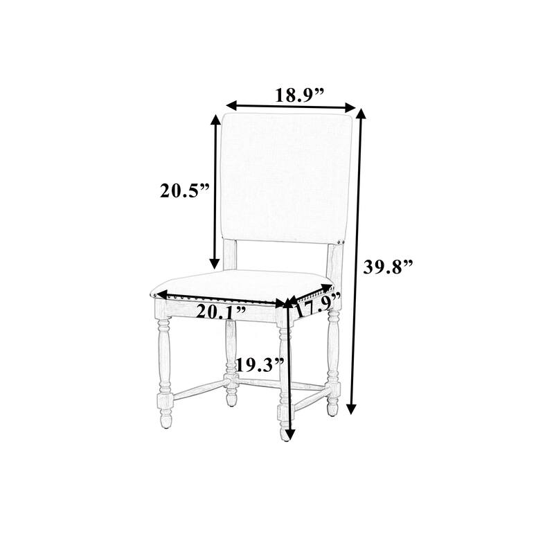 Vintage Upholstered Dining Chairs Set of 2, Armless Kitchen Side Chairs, Lounge Chair with Nailhead Trim & Turned Legs