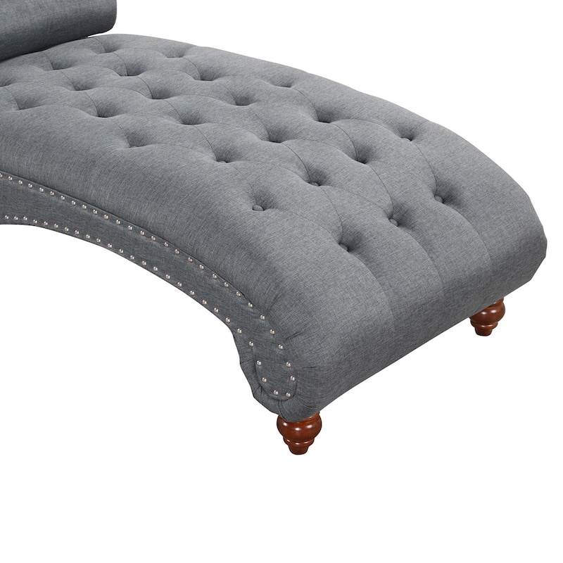 Modern Armless Velvet Chaise Lounge Indoor Chair with 1 Bolster Pillow