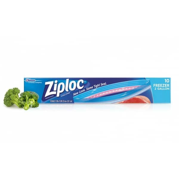 Ziploc 01132 Jumbo Double Zipper Freezer Bags, 2-Gallon, 10-Count - Bed  Bath & Beyond - 27606814
