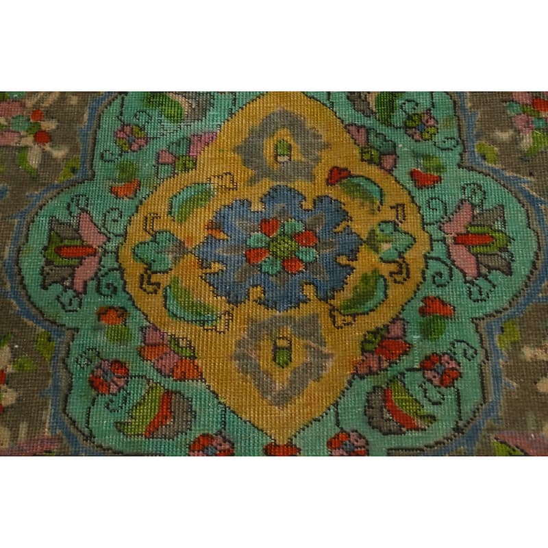 Hand Knotted Oriental 100% Wool Carpet Traditional Floral Yellow & Gold Tabriz Area Rug - 12' 3'' X 9' 5''