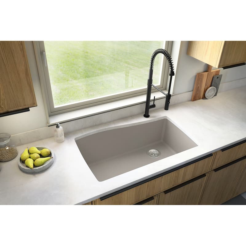 Karran Undermount Quartz Composite 33 in. Single Bowl Kitchen Sink with Accessories