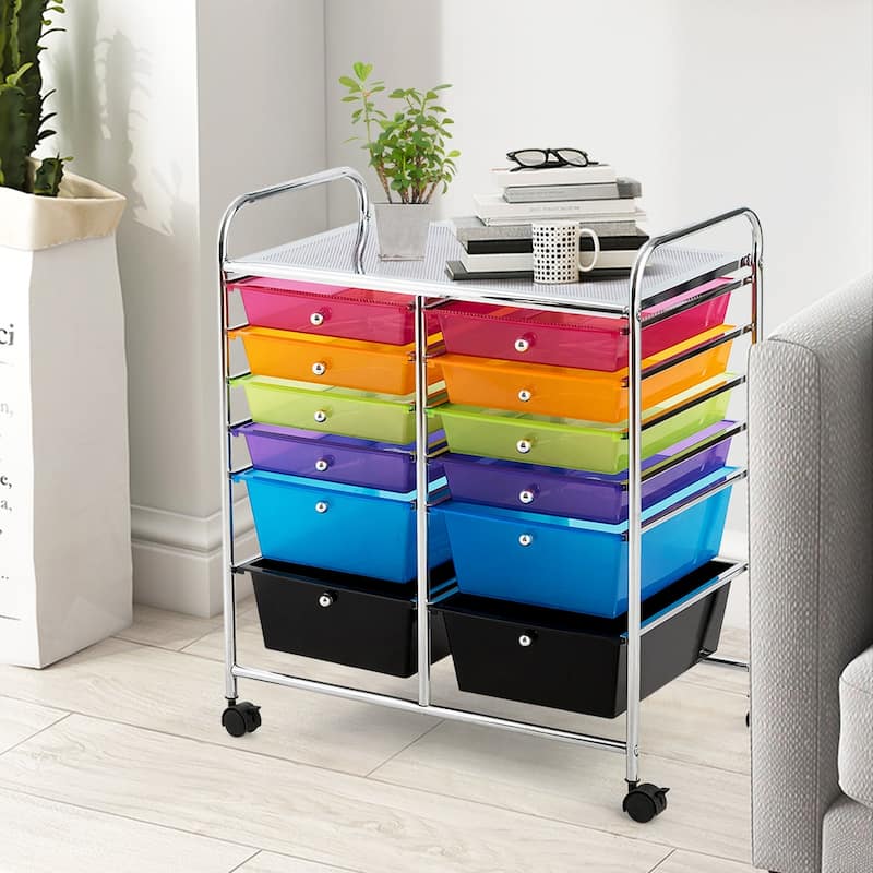 12-Drawers Rolling Storage Cart with Organizer Top - See Details