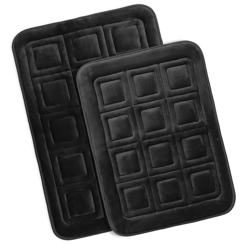 Clara Clark Ultra Soft Non Slip and Absorbent Bath Rug - Waffled Velvet Memory Foam Bath Mat