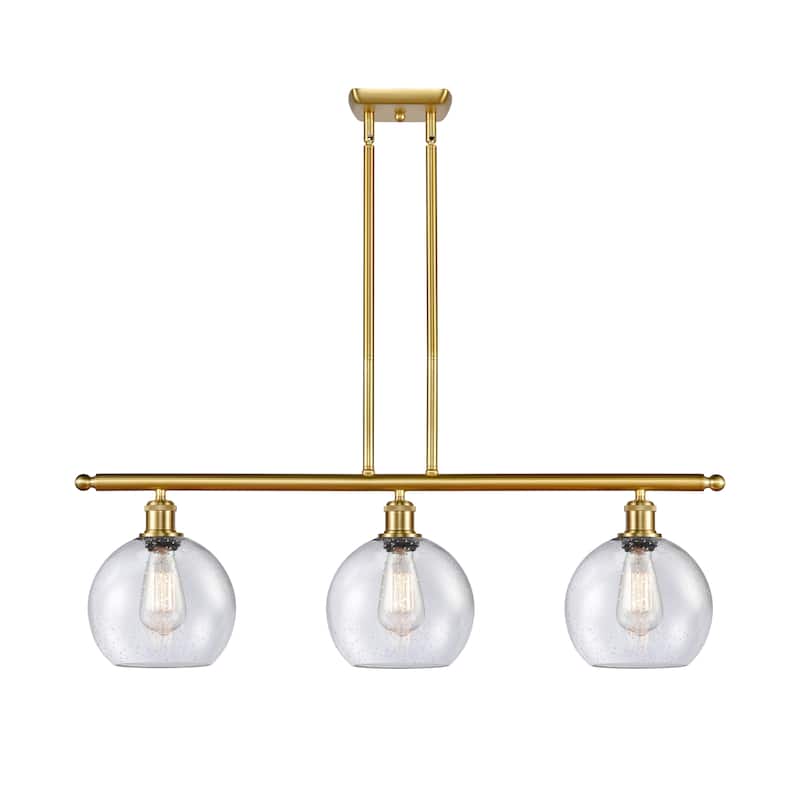 Innovations Lighting Athens 3 Light 36" Island Light - 8" Shade - Satin Gold/Seedy
