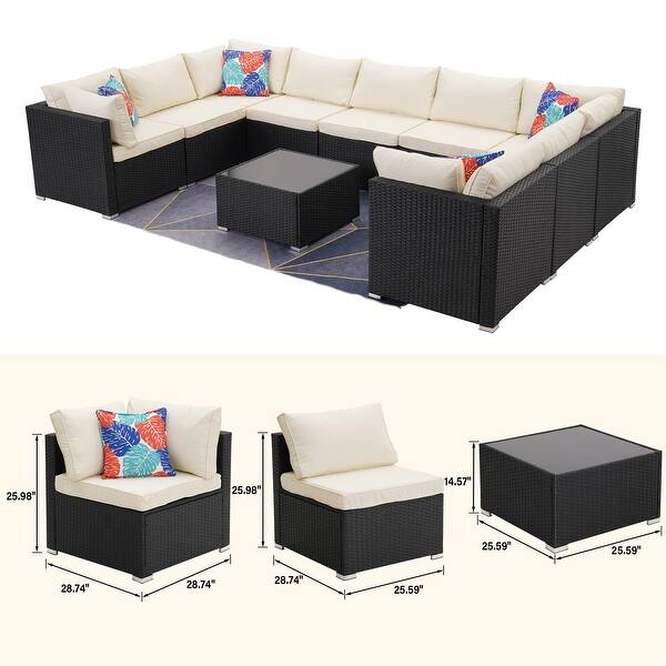 Zenova Cushioned Rattan Sofa 10piece Outdoor Patio Furniture Set Bed Bath & Beyond 33994065