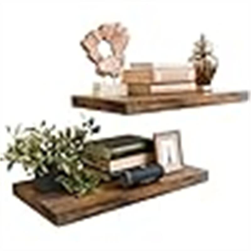Floating Shelves for Wall - 11.61"D x 23.62"W x 1.5"H - Rustic Brown Deep Floating Shelves