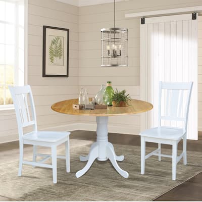 42 in. Drop Leaf Table with 2 Splat Back Dining Chairs - 3 Piece Set