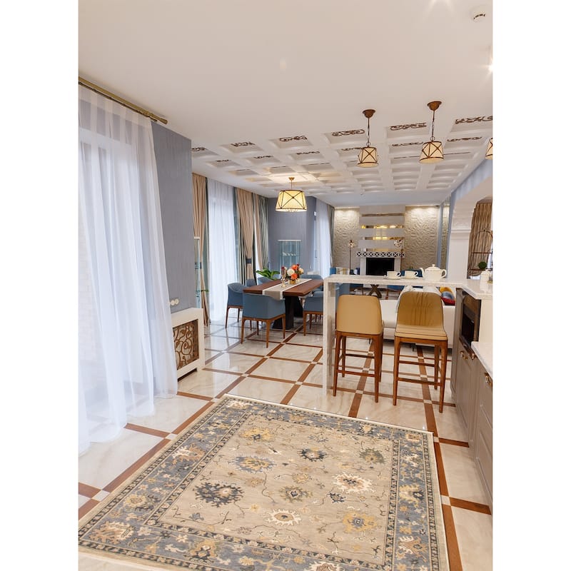 ECARPETGALLERY Hand-knotted Oushak Light Grey Wool Rug - 8'1 x 9'11
