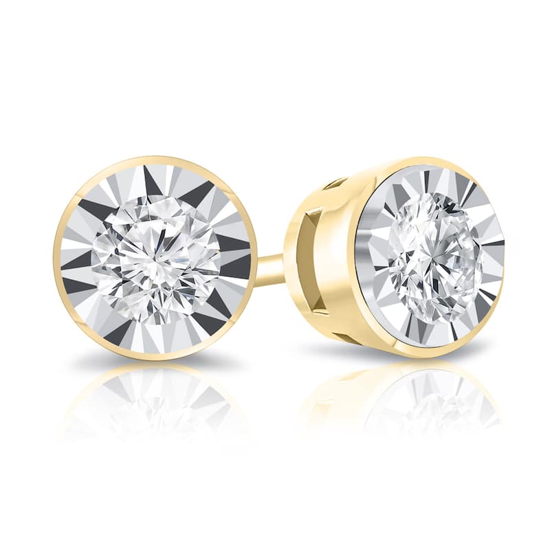 Auriya 14k Gold 3/8ctw Round Diamond Stud Earrings Bezel-set (G-H, I1-I2)