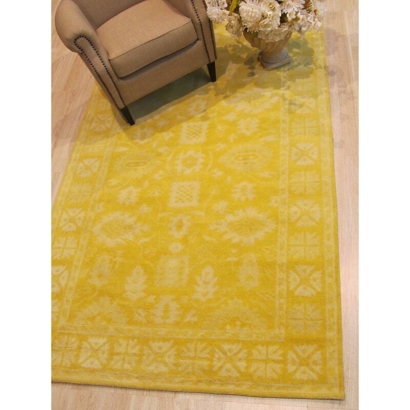 Hand-tufted Wool Yellow Traditional Oriental Overdyed Area Rug
