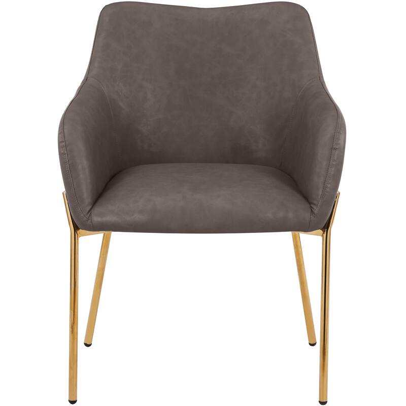 Zaire Upholstered Dining Chair in Velvet/Leather/Boucle with Gold Chrome Iron