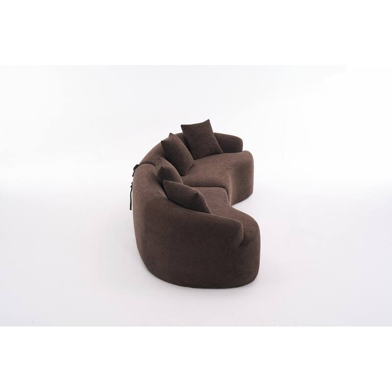 Curved Loveseat White Full Compression Sponge Sofa