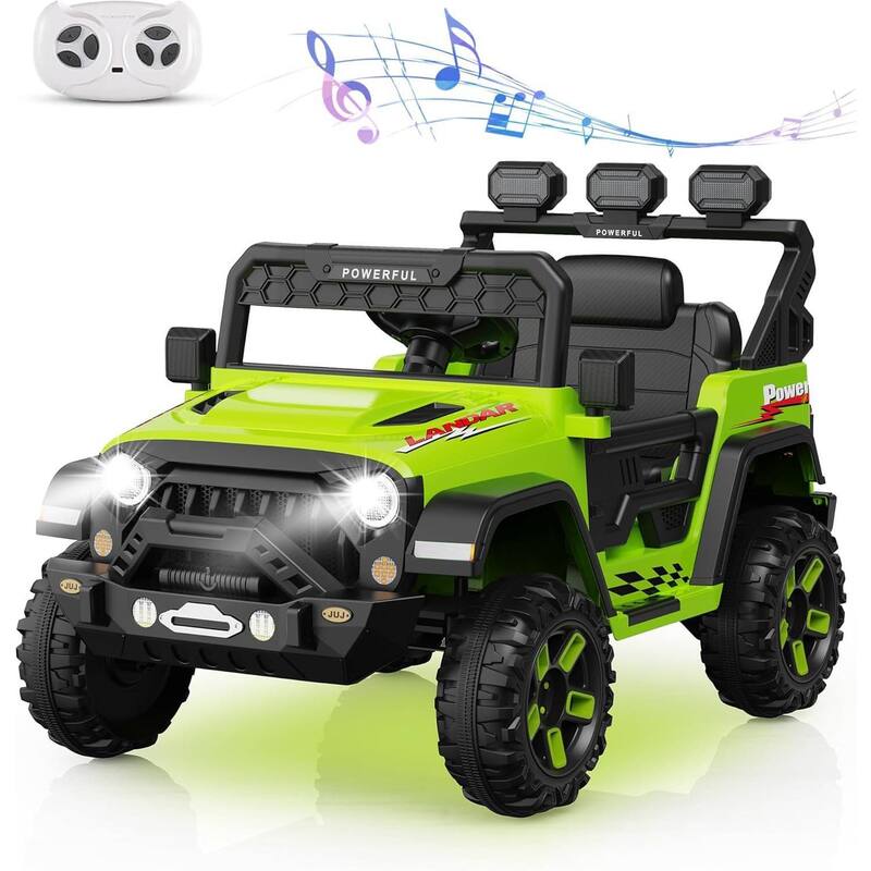 12V Kids Ride On Truck Car with LED, Bluetooth for Best Kids Gift - Green