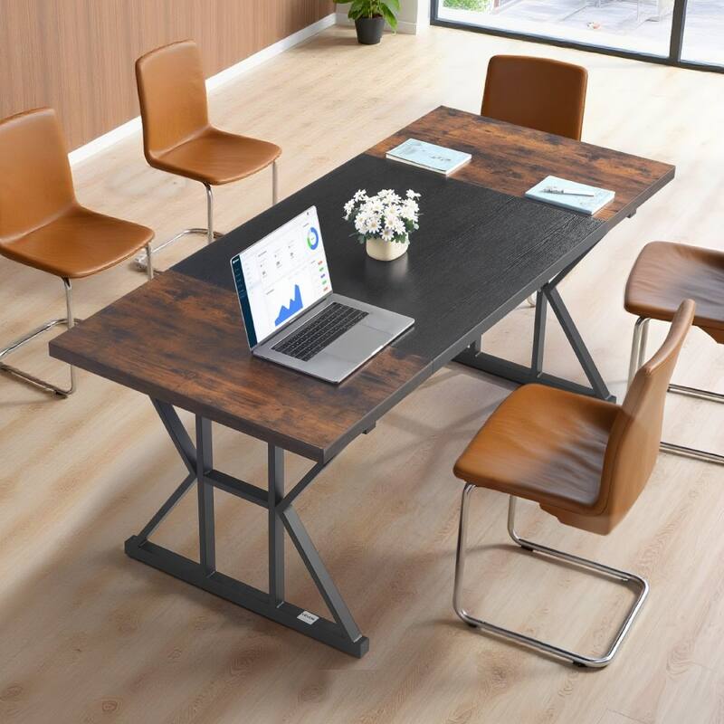 Modern Computer Desk with Sturdy Particleboard Top and Steel Frame for Home Office Workstation