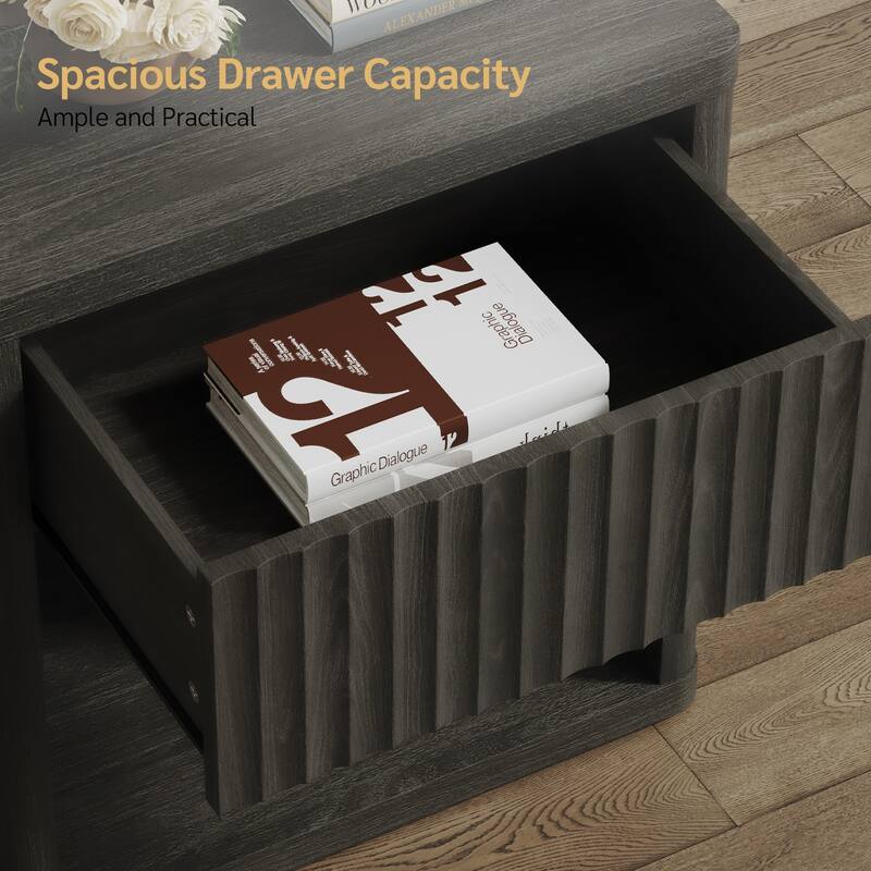 SICOTAS Nightstand with 1 Drawer and Open Storage