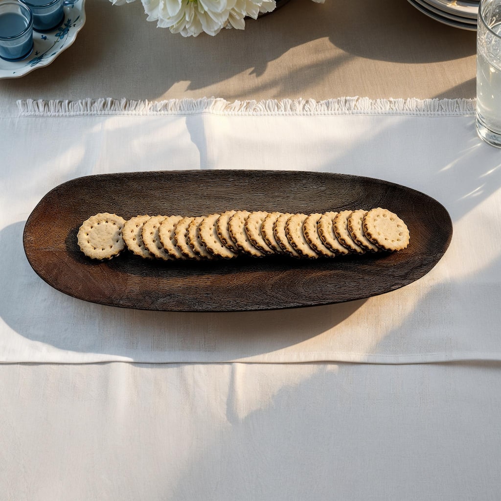 Oval Mango Wood Tray - 20" L x 6.5" W