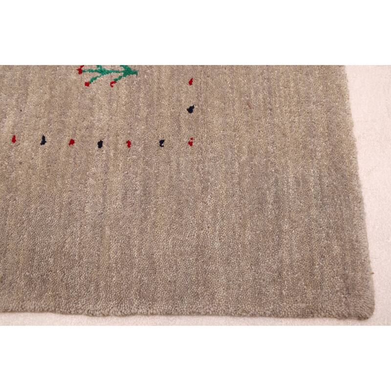 ECARPETGALLERY Hand Loomed Kashkuli Gabbeh Light Grey Wool Rug - 5'0 x 8'0