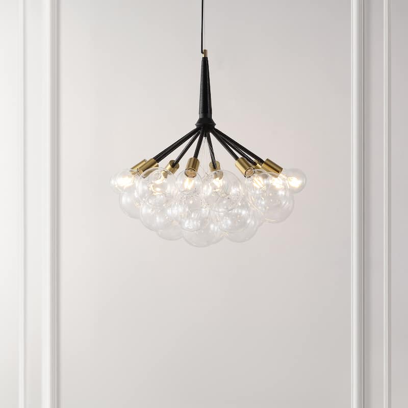 SAFAVIEH Lighting Exa Modern 8-Light Adjustable Chandelier (LED Bulbs Included) - 44.5 In. W x 6 In. D x 13-43 In. H - Multi