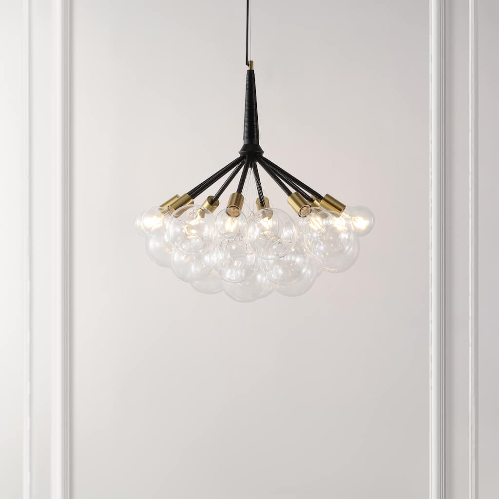 SAFAVIEH Lighting Exa Modern 8-Light Adjustable Chandelier (LED Bulbs Included) - 44.5 In. W x 6 In. D x 13-43 In. H - Multi