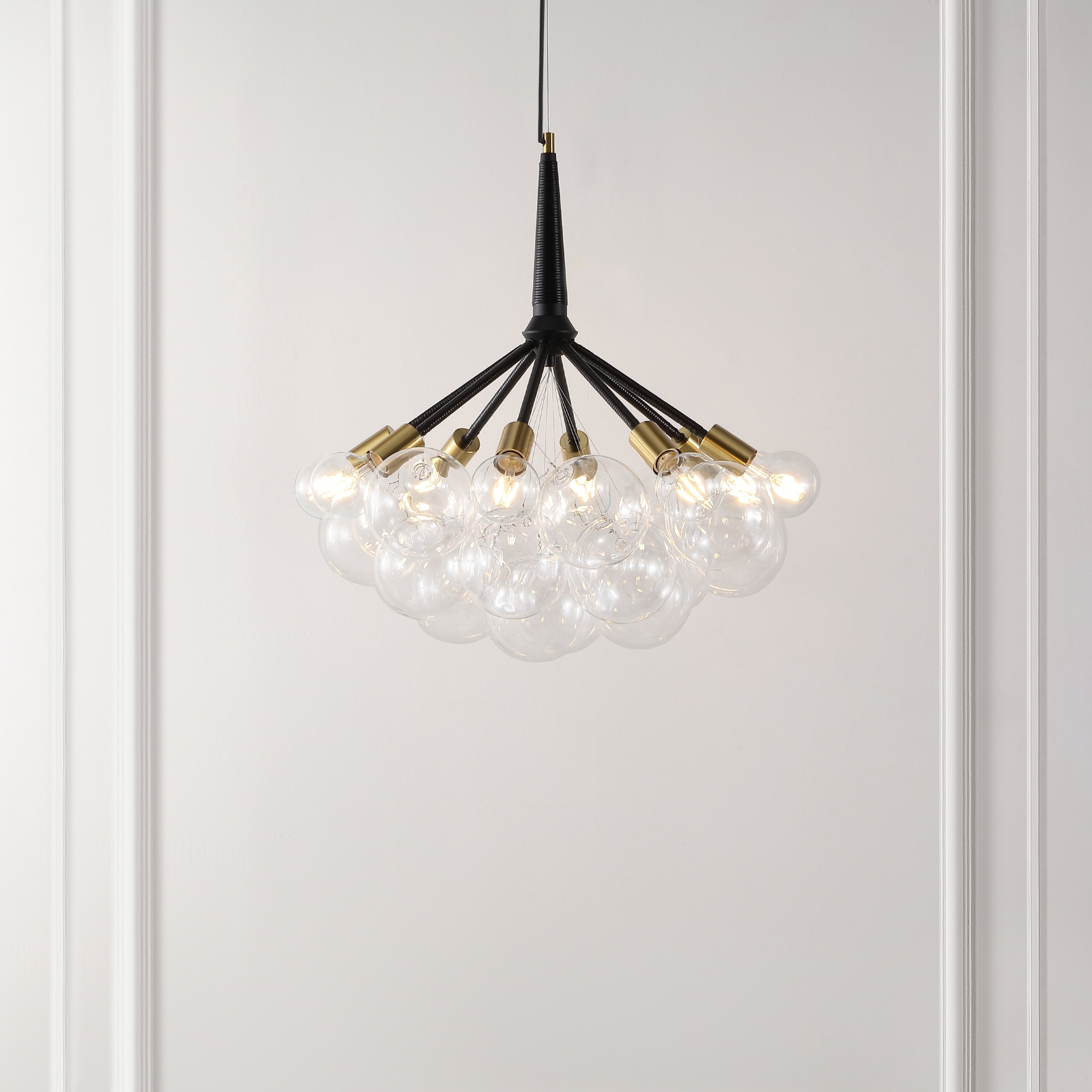 SAFAVIEH Lighting Exa Modern 8-Light Adjustable Chandelier (LED Bulbs Included) - 44.5 In. W x 6 In. D x 13-43 In. H - Multi