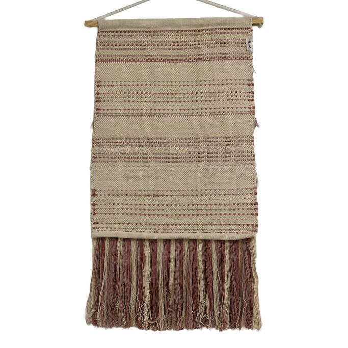 Home&Manor Wool and Cotton Large Macrame Wall Hanging with Rod Included - Exact Size