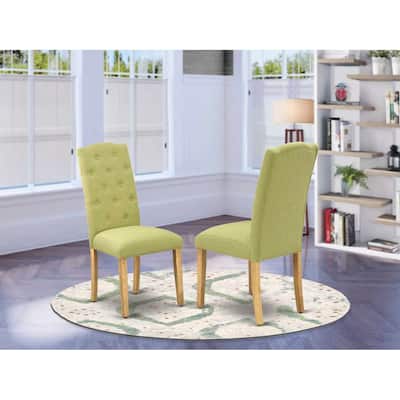 Parsons Chair with Linen Fabric and Oak Legs, Elegant Accent Seating for Dining Room - 18.5