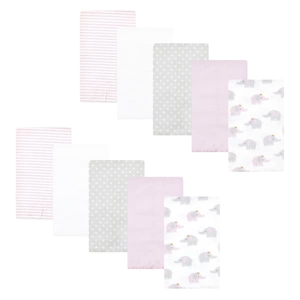slide 1 of 1, Hudson Baby Infant Girl Cotton Flannel Burp Cloths, Lilac Elephants 10 Pack, One Size - Lilac Elephants 10 Pack - One Size One Size - Lilac Elephants 10 Pack