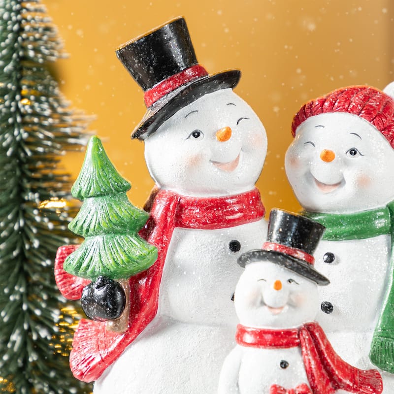 Glitzhome 10.25"H Christmas Resin Snowman Family Table Decor