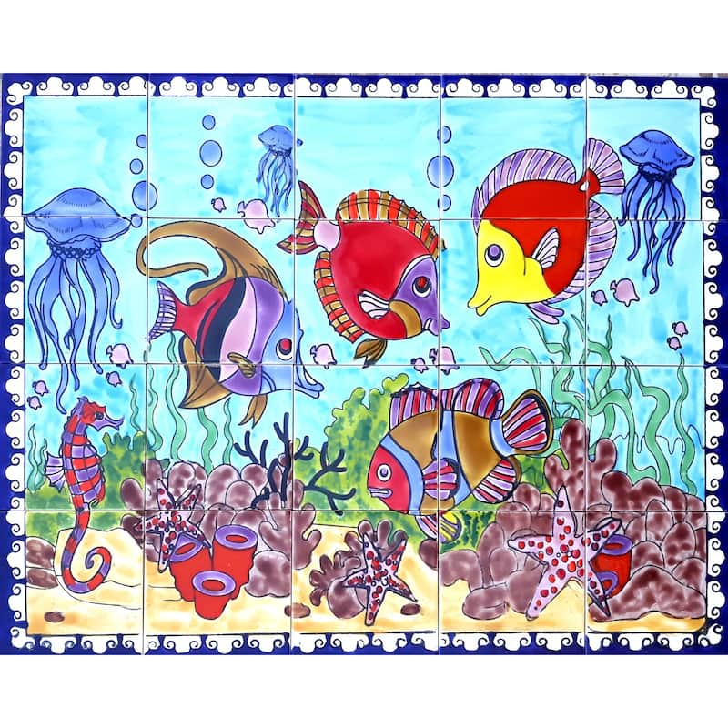 30in x 24in Aquarium Fish Backsplash 20pc Tile Ceramic Wall Mural