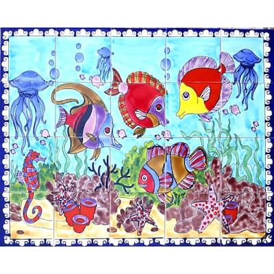 30in x 24in Aquarium Fish Backsplash 20pc Tile Ceramic Wall Mural